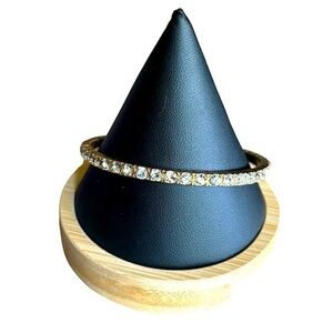 Gold Tone Tennis Bracelet Simulated Diamond Bangle Bracelet